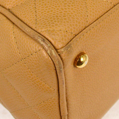 Chanel Timeless CC Bowler Bag Quilted Caviar, BEIGE, LEATHER, Travel bag