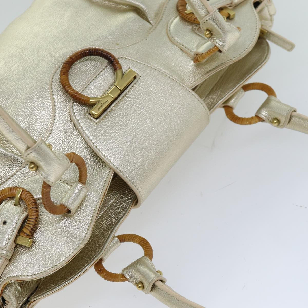 Salvatore Ferragamo Marisa Satchel Leather, GOLD, LEATHER, Handbag