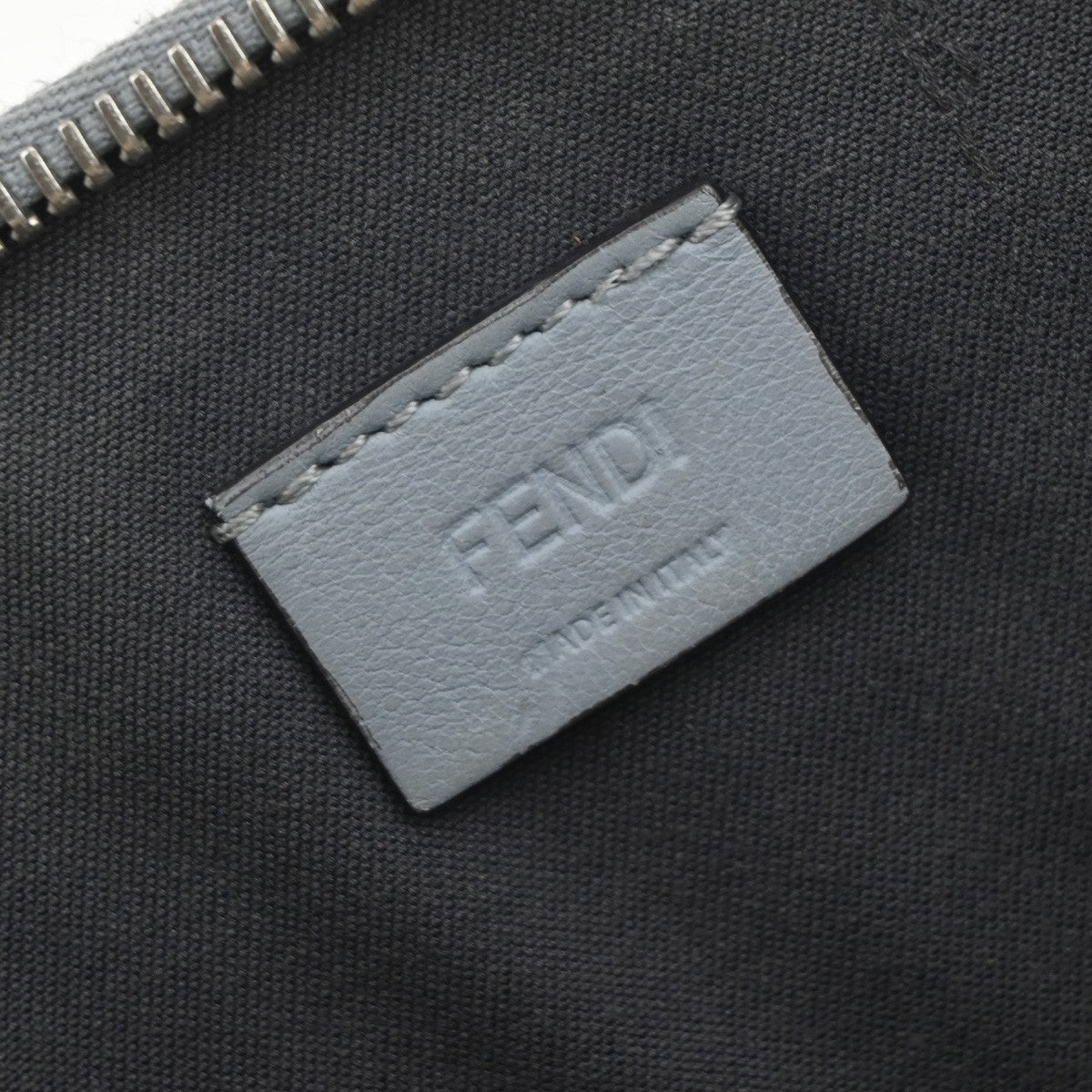 Fendi Monster Front Pocket Clutch Leather with Fur, GRAY, LEATHER, Clutche & pouche