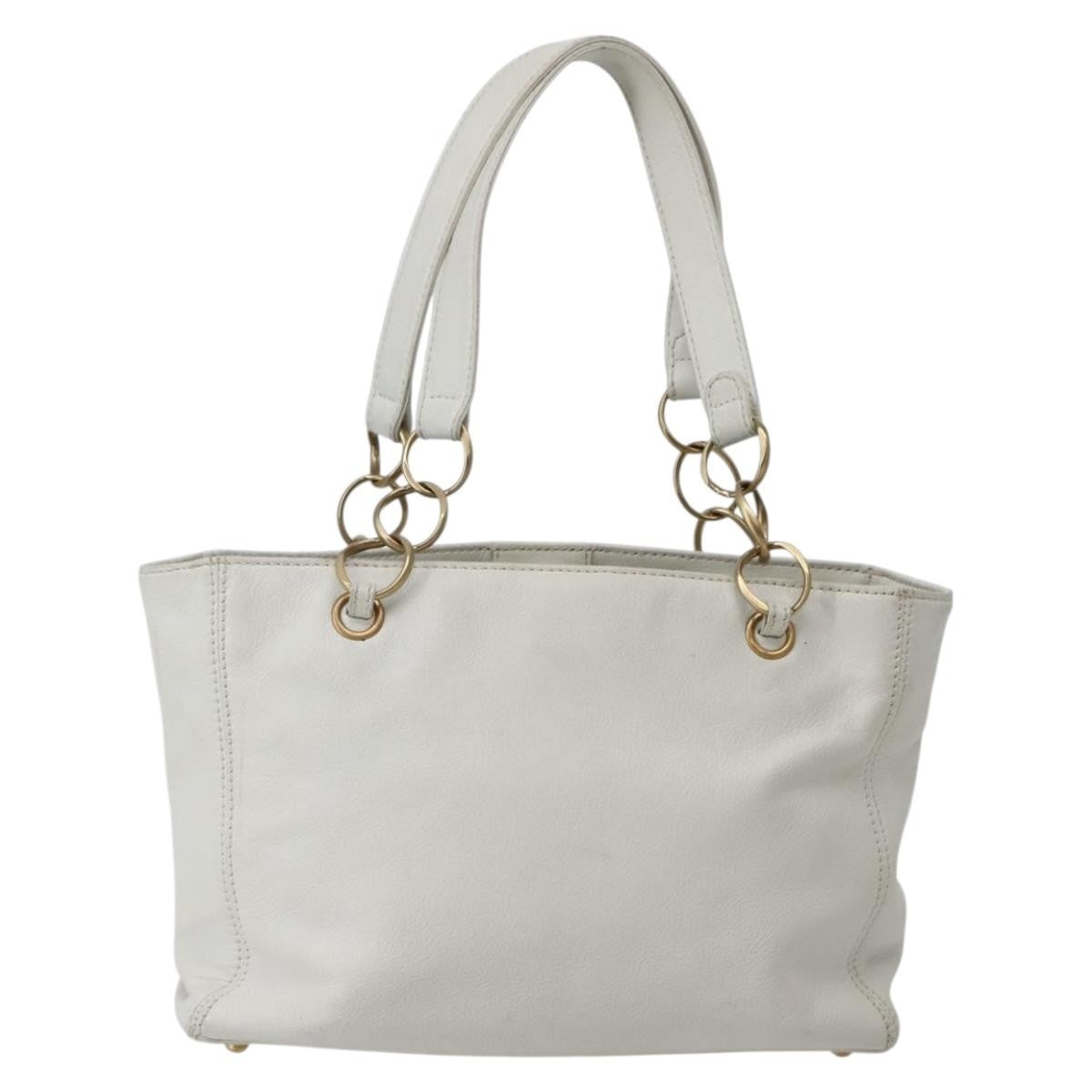 Chanel Vintage Timeless Chain Shoulder Bag Lambskin, WHITE, LEATHER, Tote bag