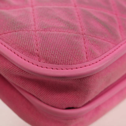 Chanel Flap Messenger Bag Quilted Denim, PINK, CANVAS, Shoulder bag