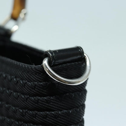 Gucci Vintage Bamboo Handle Tote Canvas, BLACK, CANVAS, Tote bag