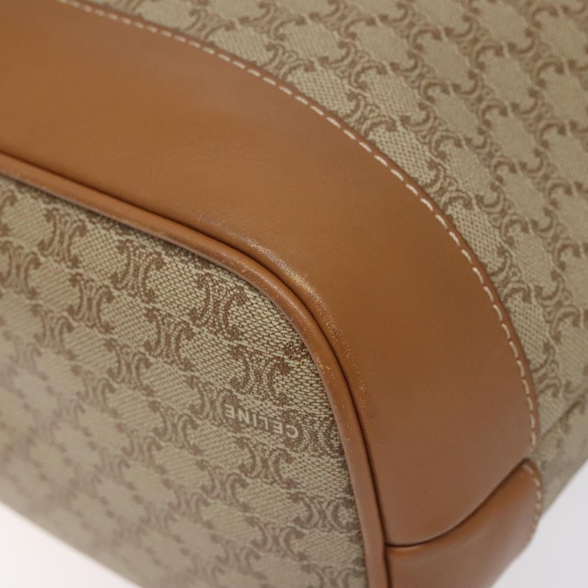 Celine Vintage Macadam Shoulder Bag Canvas and Leather, BEIGE, CANVAS, Shoulder bag