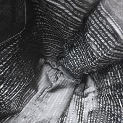 Prada Embossed Logo Convertible Open Tote Vitello Daino, BLACK, LEATHER, Tote bag