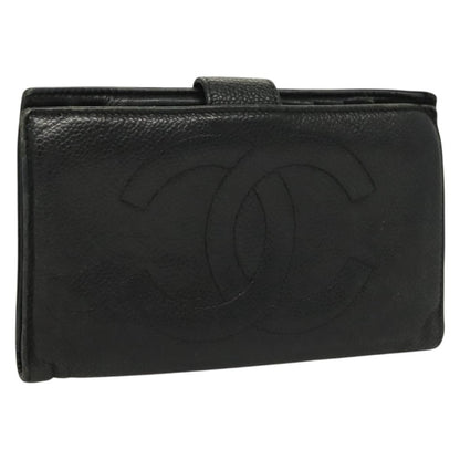 Chanel Vintage CC Bifold Wallet Leather, BLACK, LEATHER, Wallets