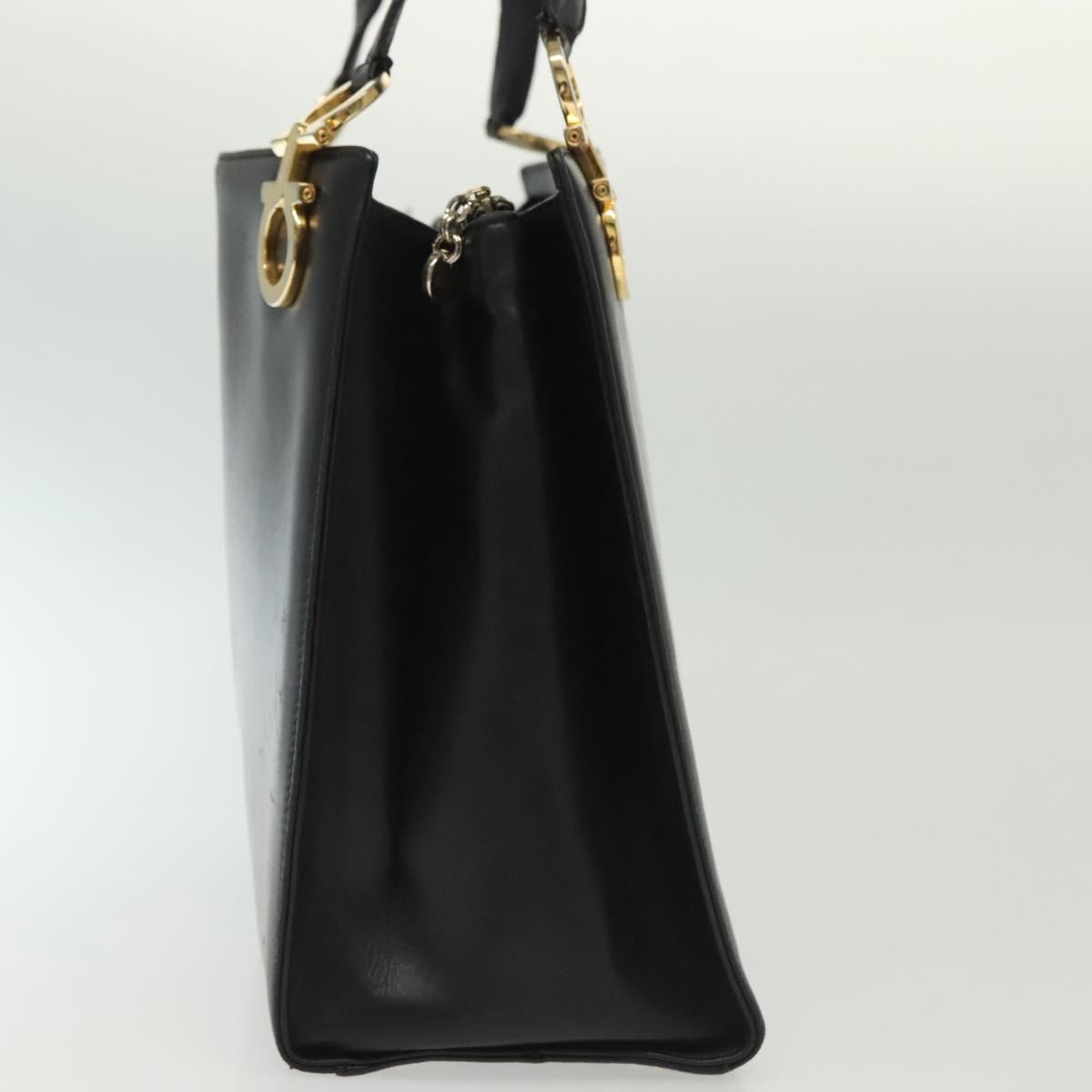 Salvatore Ferragamo Gancini Shoulder Bag Leather, BLACK, LEATHER, Shoulder bag