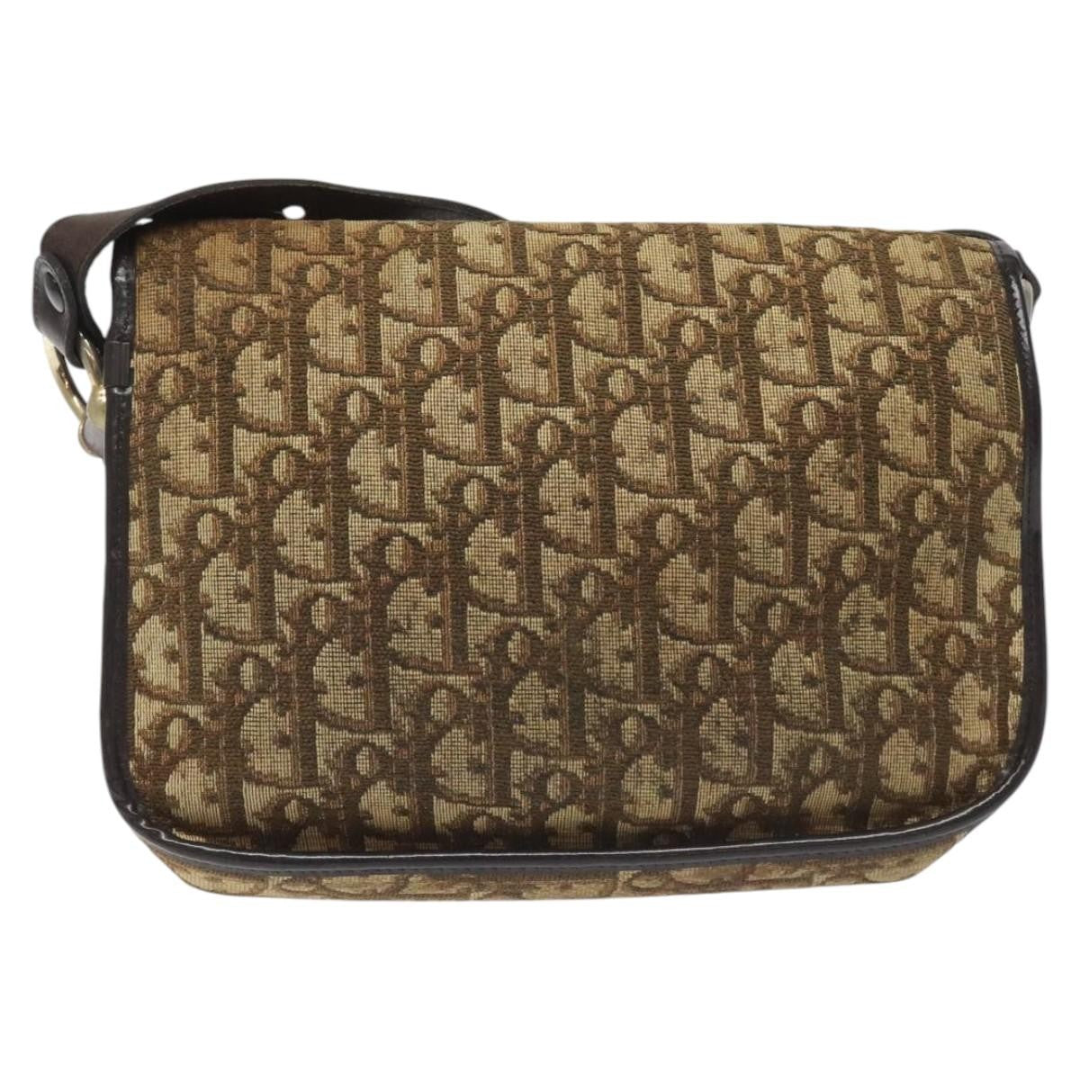 Christian Dior Vintage CD Flap Shoulder Bag Canvas, BROWN, CANVAS, Shoulder bag