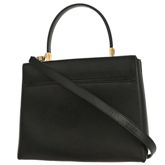 Salvatore Ferragamo Convertible Top Handle Bag Leather, BLACK, LEATHER, Handbag