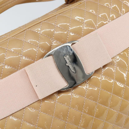 Salvatore Ferragamo Vala Handbag Patent leather, BEIGE, PATENT_LEATHER, Handbag