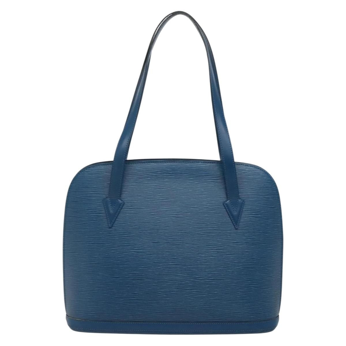 Louis Vuitton Lussac Handbag Epi Leather, BLUE, LEATHER, Shoulder bag