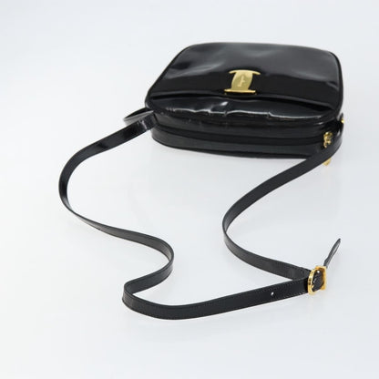 Salvatore Ferragamo Vala Shoulder Bag Patent Leather, BLACK, PATENT_LEATHER, Shoulder bag