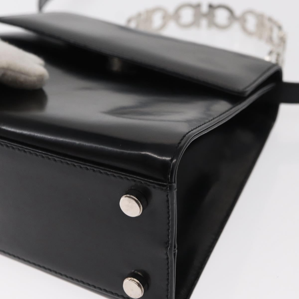 Salvatore Ferragamo Gancini handbag Leather, BLACK, LEATHER, Handbag
