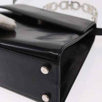 Salvatore Ferragamo Gancini handbag Leather, BLACK, LEATHER, Handbag
