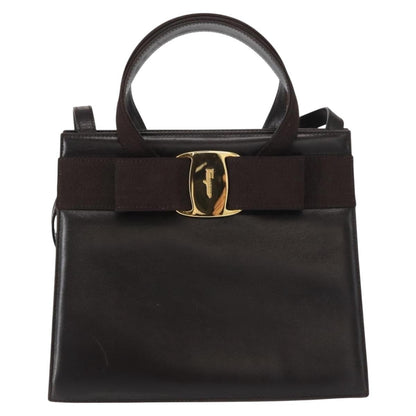 Salvatore Ferragamo Convertible Vara Bow Tote Leather, BROWN, LEATHER, Handbag
