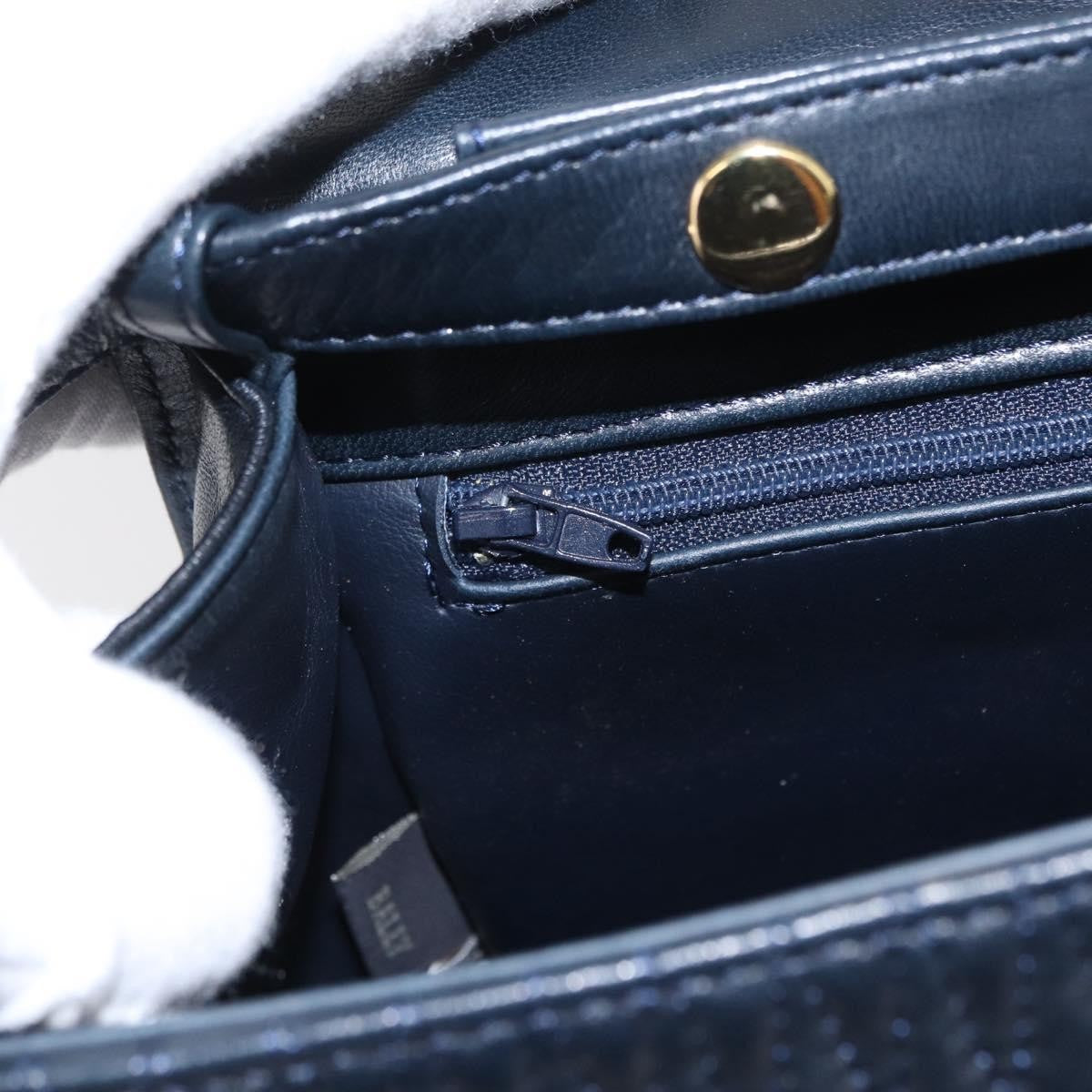 Bally Vintage Handbag Quilted Leather, NAVY, LEATHER, Handbag