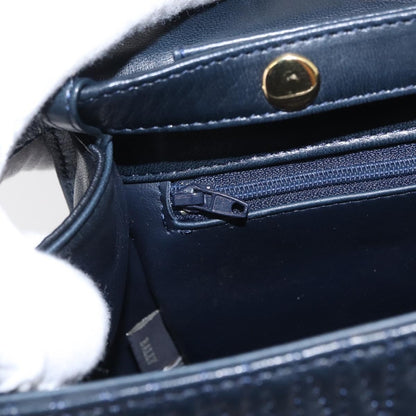 Bally Vintage Handbag Quilted Leather, NAVY, LEATHER, Handbag