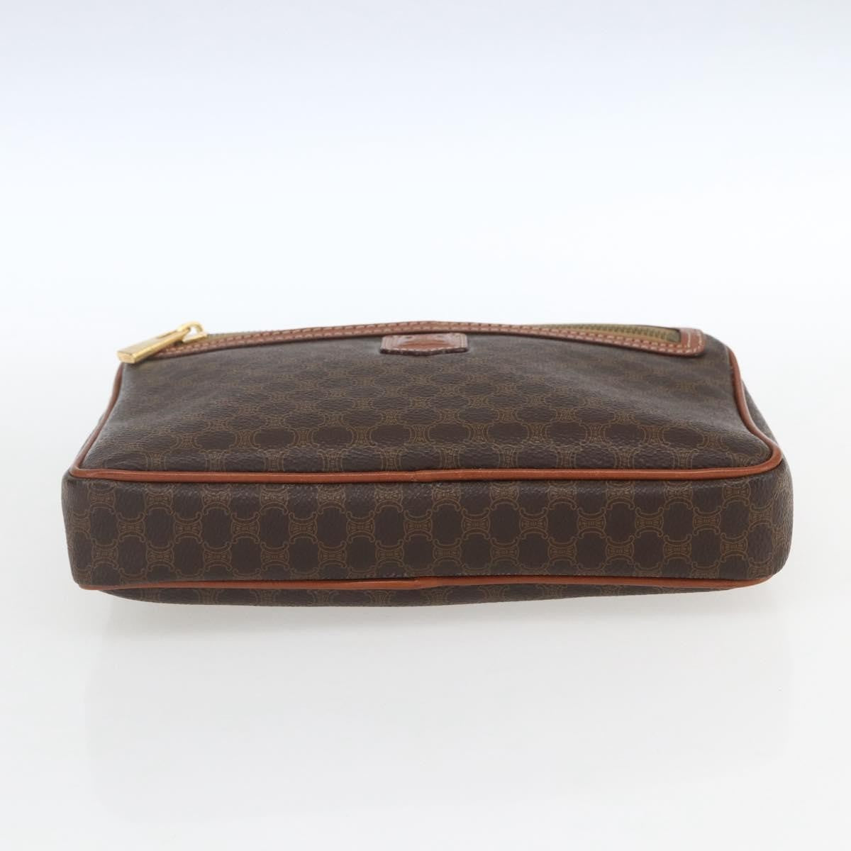 Celine Macadam Pochette Canvas and Leather, BROWN, PVC, Clutche & pouche