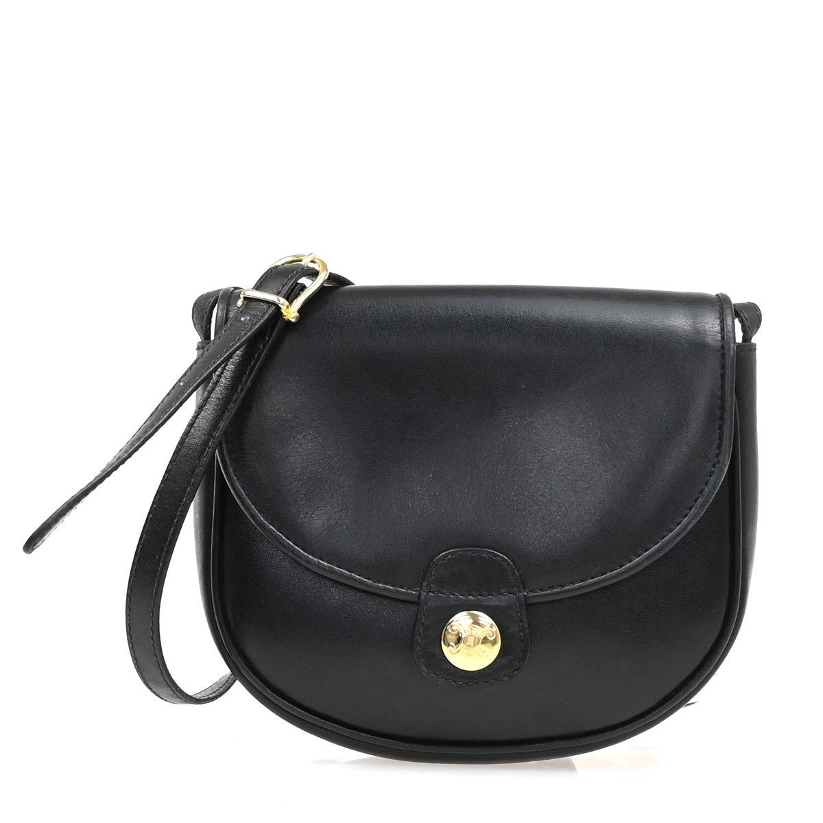 Celine Vintage Shoulder Bag Leather, BLACK, LEATHER, Shoulder bag