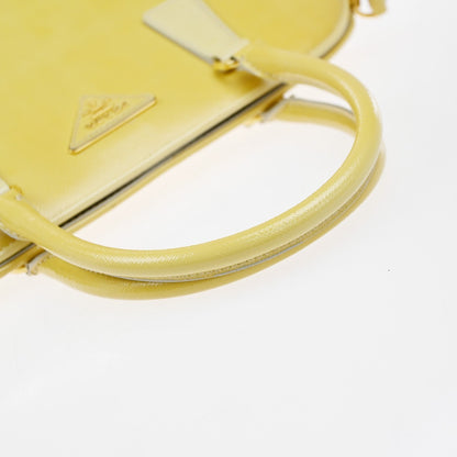 Prada Open Promenade Bag Saffiano Leather, Yellow, Leather, Handbag