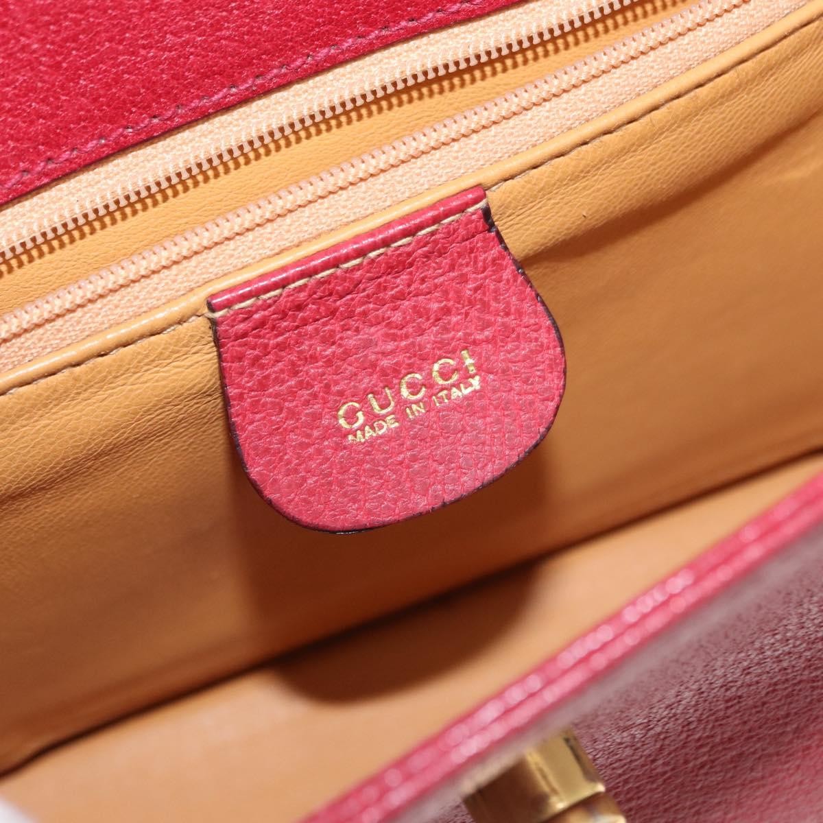 Gucci Vintage Bamboo Handle Bag Leather, RED, LEATHER, Handbag