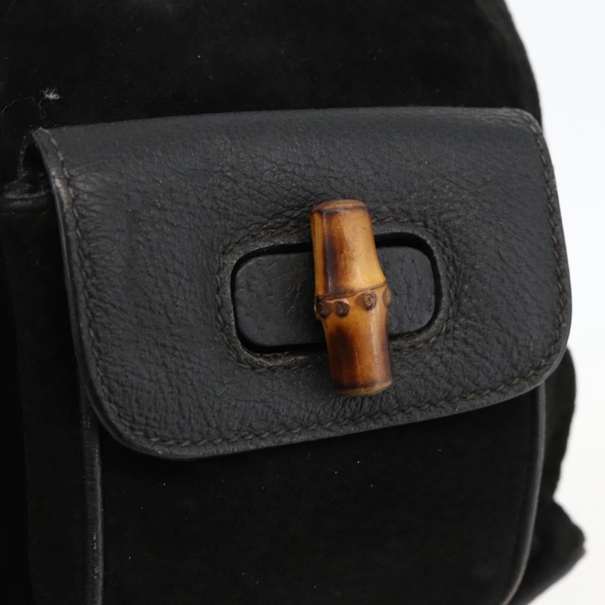 Gucci Gucci bamboo backpack daim, Black, Denim, Backpack