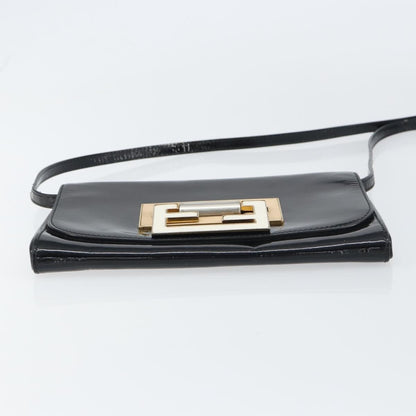 Fendi Vintage Shoulder Bag Enamel, BLACK, PATENT_LEATHER, Shoulder bag