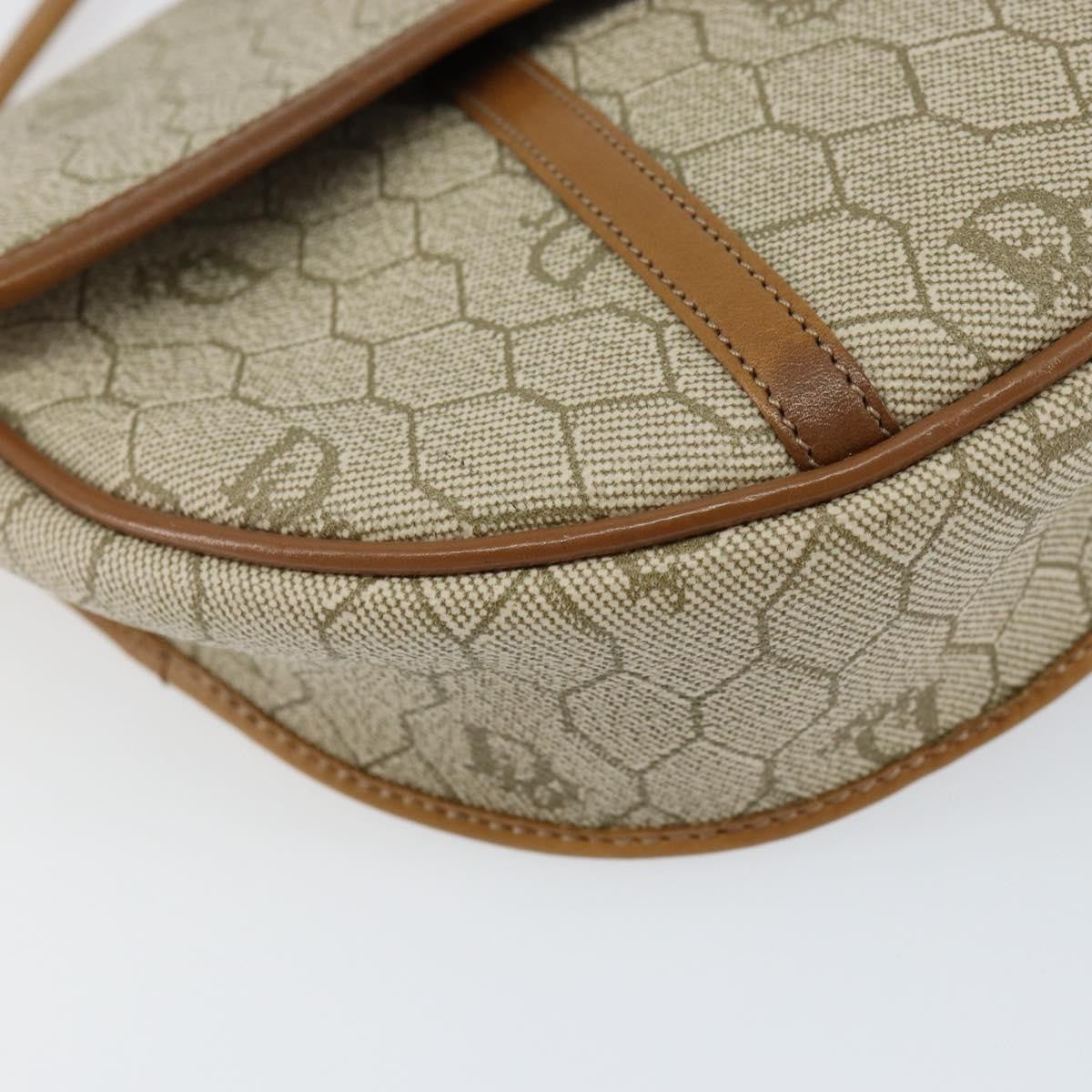 Christian Dior Vintage Honeycomb Flap Crossbody Bag Canvas and Leather, BEIGE, CANVAS, Shoulder bag