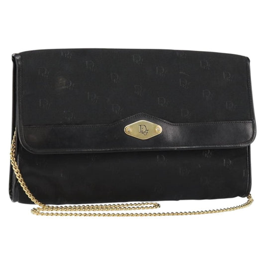 Christian Dior Vintage CD Chain Flap Shoulder Bag Diorissimo Canvas, BLACK, NYLON, Shoulder bag