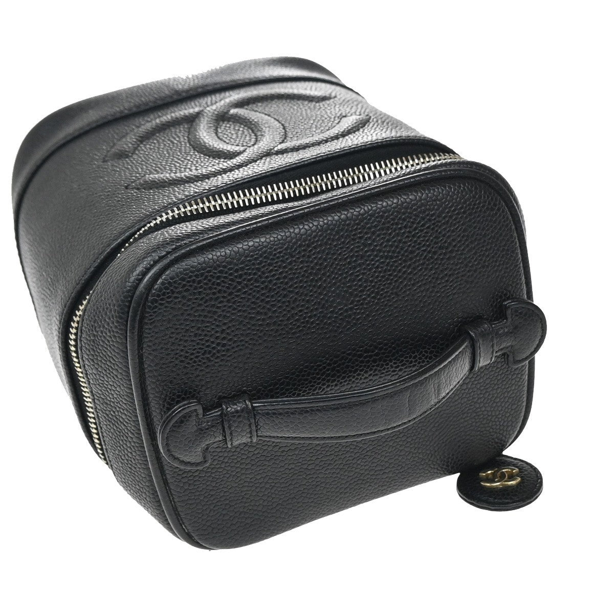 Chanel Vintage Timeless Cosmetic Case Caviar, BLACK, LEATHER, Clutche & pouche