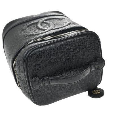 Chanel Vintage Timeless Cosmetic Case Caviar, BLACK, LEATHER, Clutche & pouche