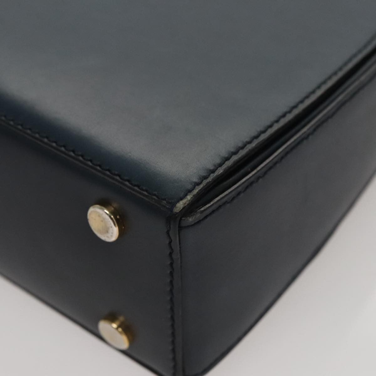 Celine Circle Logo Handbag Leather, NAVY, LEATHER, Handbag