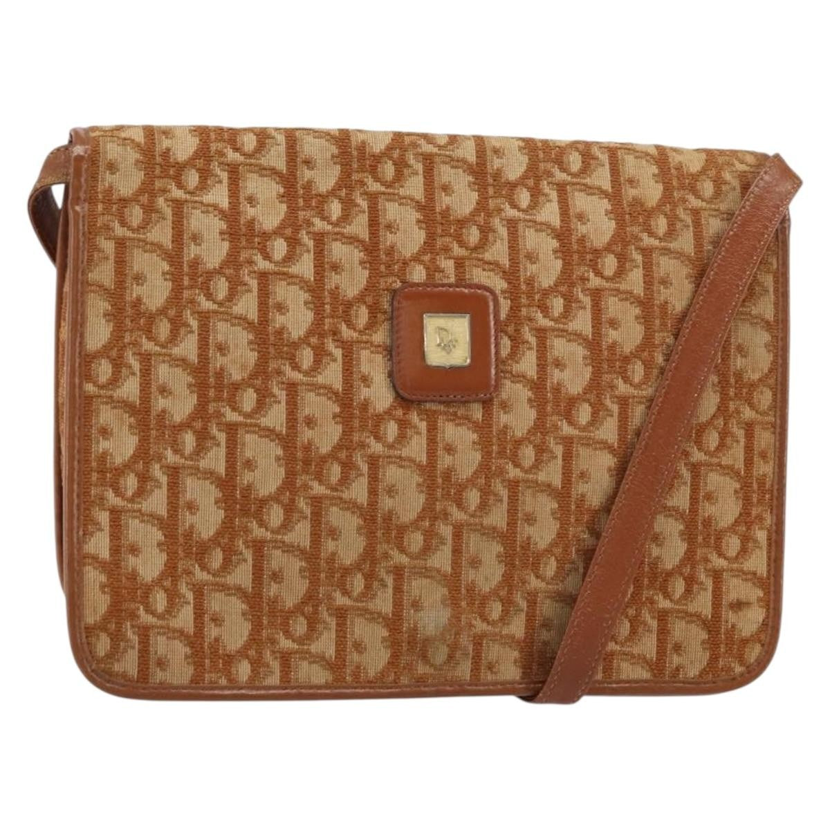 Christian Dior Vintage Trotter Shoulder Bag Canvas, BROWN, CANVAS, Shoulder bag