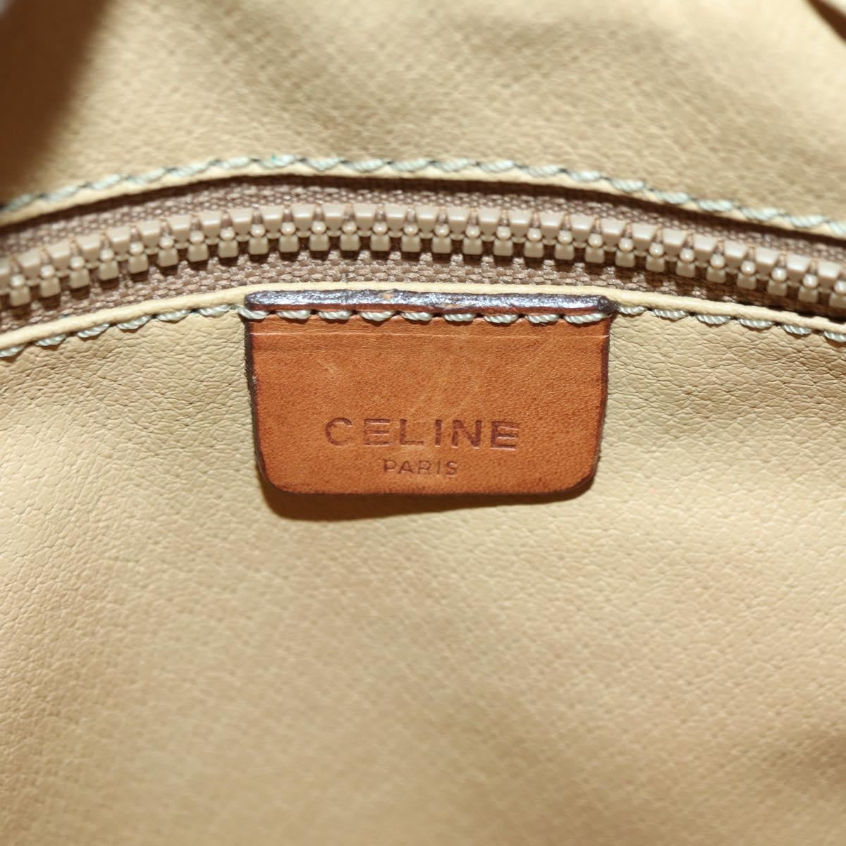 Celine Vintage Macadam Shoulder Bag Canvas and Leather, BEIGE, CANVAS, Shoulder bag