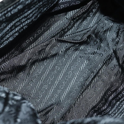 Prada Double Pocket Shoulder Bag Tessuto, BLACK, NYLON, Shoulder bag