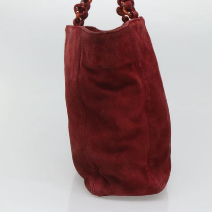 Chanel Vintage Resin Chain Tote Suede, RED, SUEDE, Tote bag