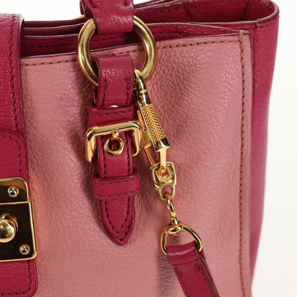 Miu Miu Madras Convertible Lock Tote Leather, PINK, LEATHER, Handbag