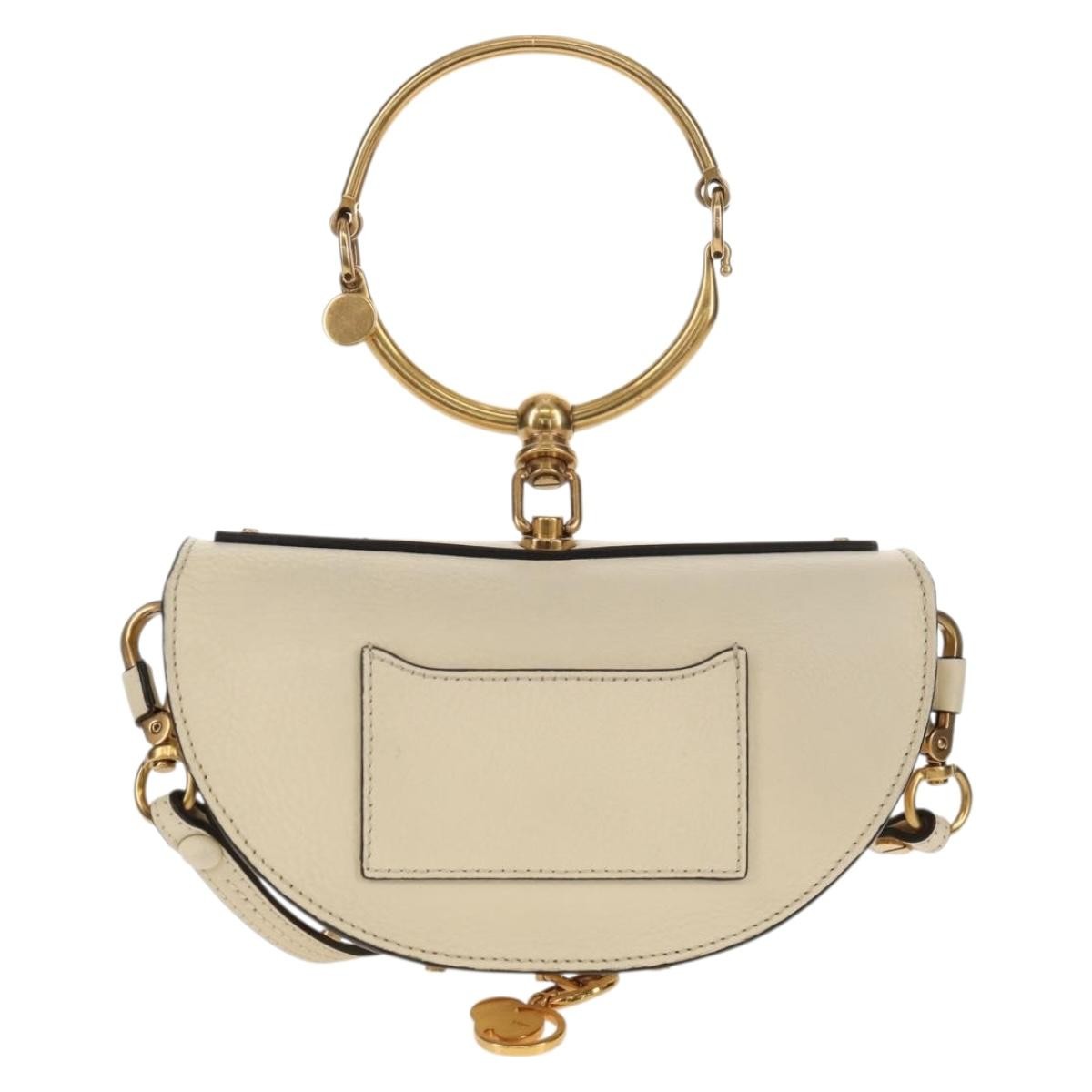 Chloe Nile Minaudière Leather, WHITE, LEATHER, Handbag