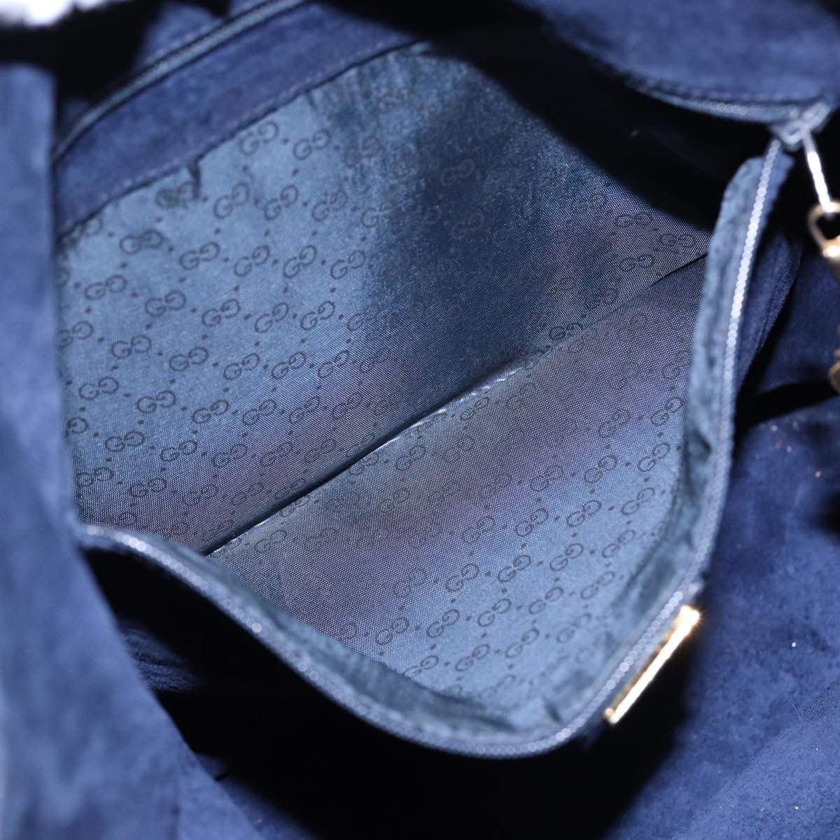 Gucci Vintage Shoulder Bag Leather, NAVY, LEATHER, Shoulder bag