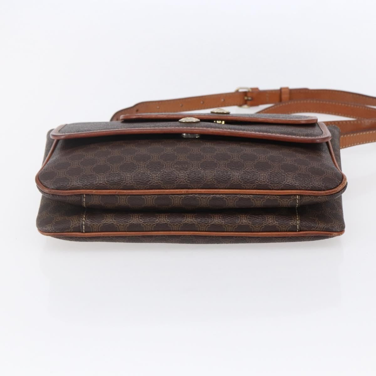 Celine Vintage Macadam Shoulder Bag Canvas and Leather, BROWN, CANVAS, Shoulder bag