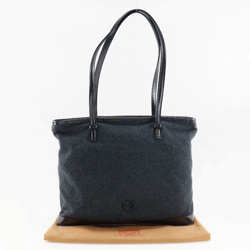 Loewe Anagram Tote Leather, BLACK, SUEDE, Tote bag