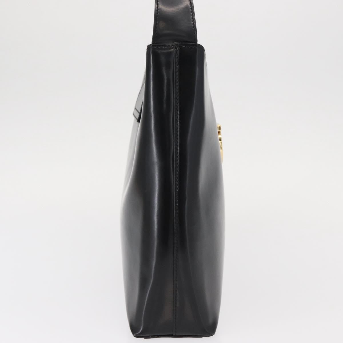 Salvatore Ferragamo Gancini Shoulder Bag Leather, BLACK, LEATHER, Shoulder bag