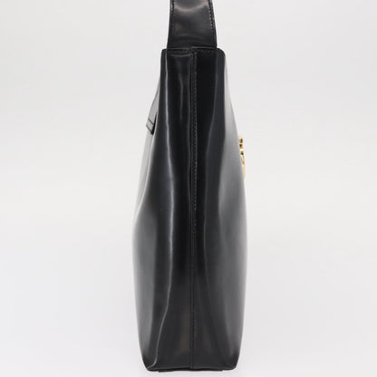 Salvatore Ferragamo Gancini Shoulder Bag Leather, BLACK, LEATHER, Shoulder bag