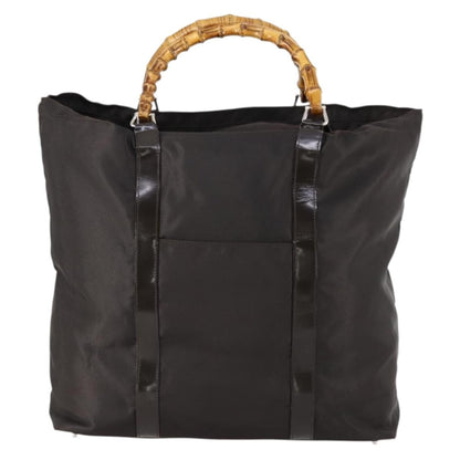 Gucci Vintage Bamboo Handle Tote Nylon, BROWN, NYLON, Tote bag