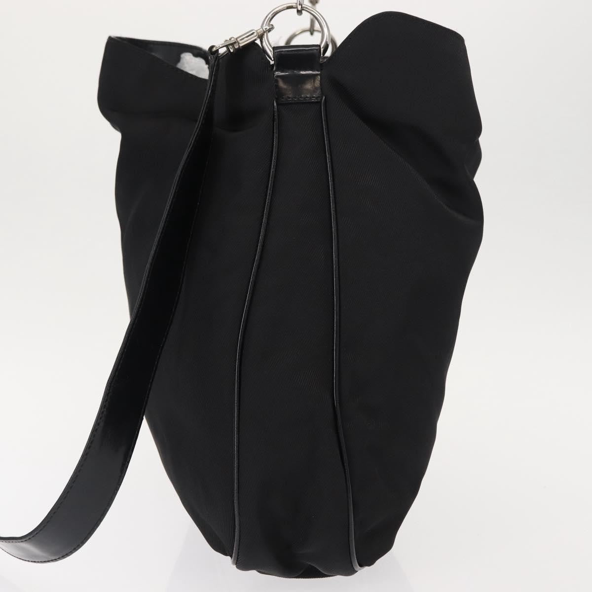 Gucci Vintage Bamboo Handle Open Hobo Nylon, BLACK, NYLON, Handbag