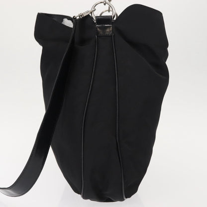 Gucci Vintage Bamboo Handle Open Hobo Nylon, BLACK, NYLON, Handbag