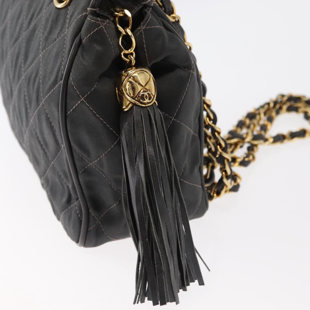 Chanel Vintage Shoulder Bag Satin, GRAY, SATIN, Shoulder bag