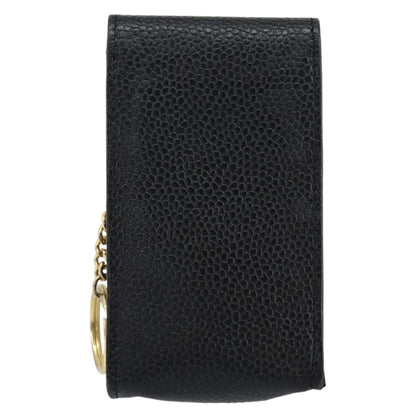 Chanel Vintage CC Phone Holder Crossbody Bag Caviar, BLACK, LEATHER, Clutche & pouche
