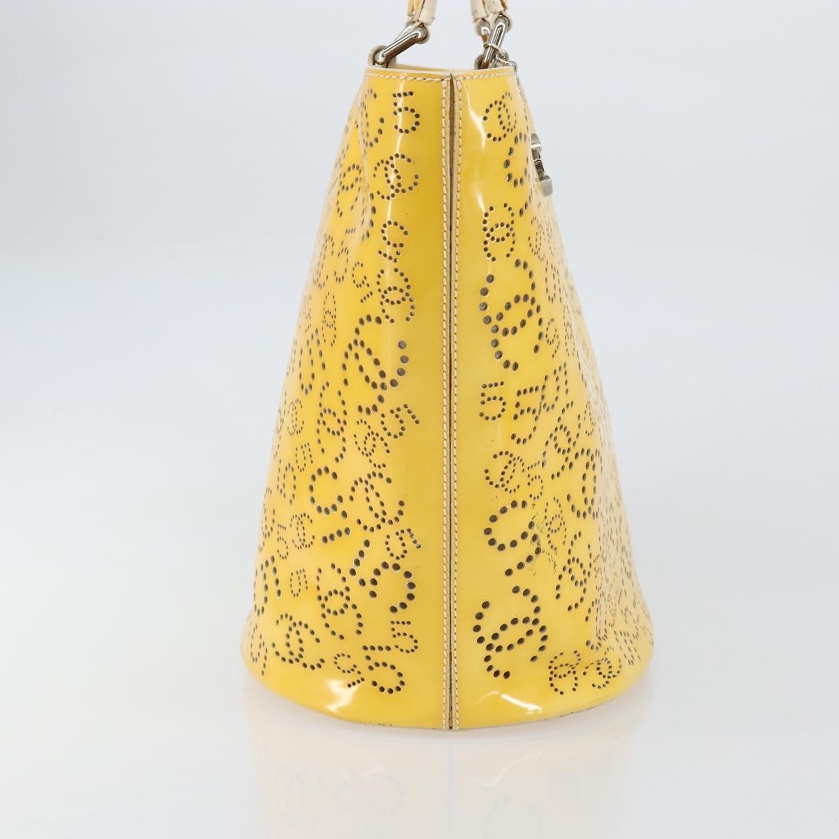 Chanel CC No.5 Shopping Tote Perforated Patent, YELLOW, PATENT_LEATHER, Tote bag