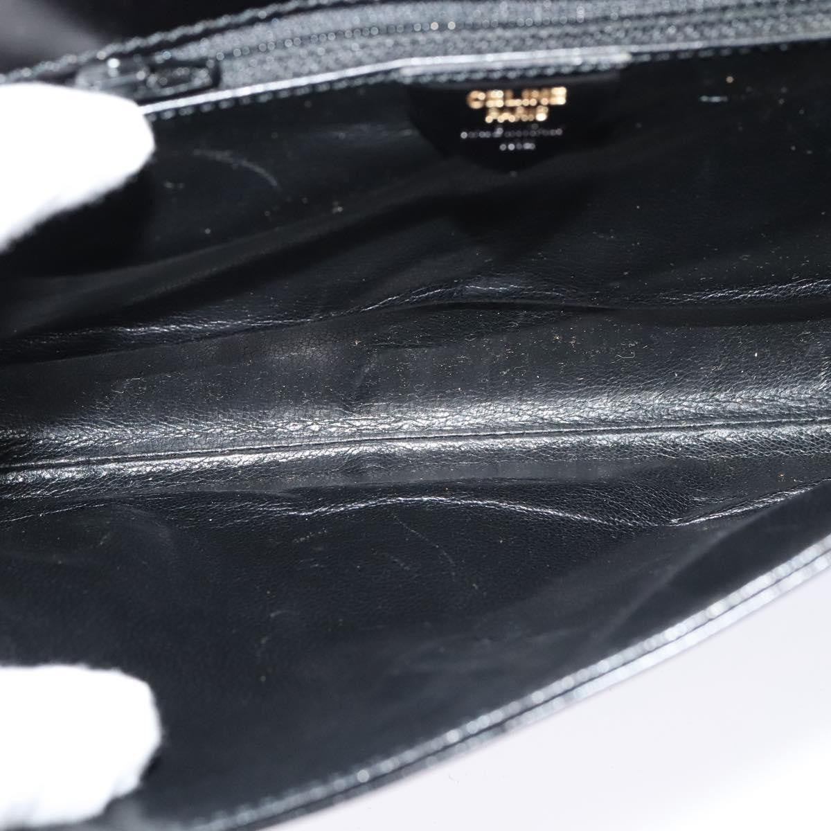 Celine Vintage Circle Logo Crossbody Bag Leather, BLACK, LEATHER, Crossbody bag