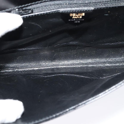 Celine Vintage Circle Logo Crossbody Bag Leather, BLACK, LEATHER, Crossbody bag